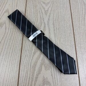 775 Alfani Men's Tie Vaughn Stripe 001 Black $55 Polyester 1afc24-2002